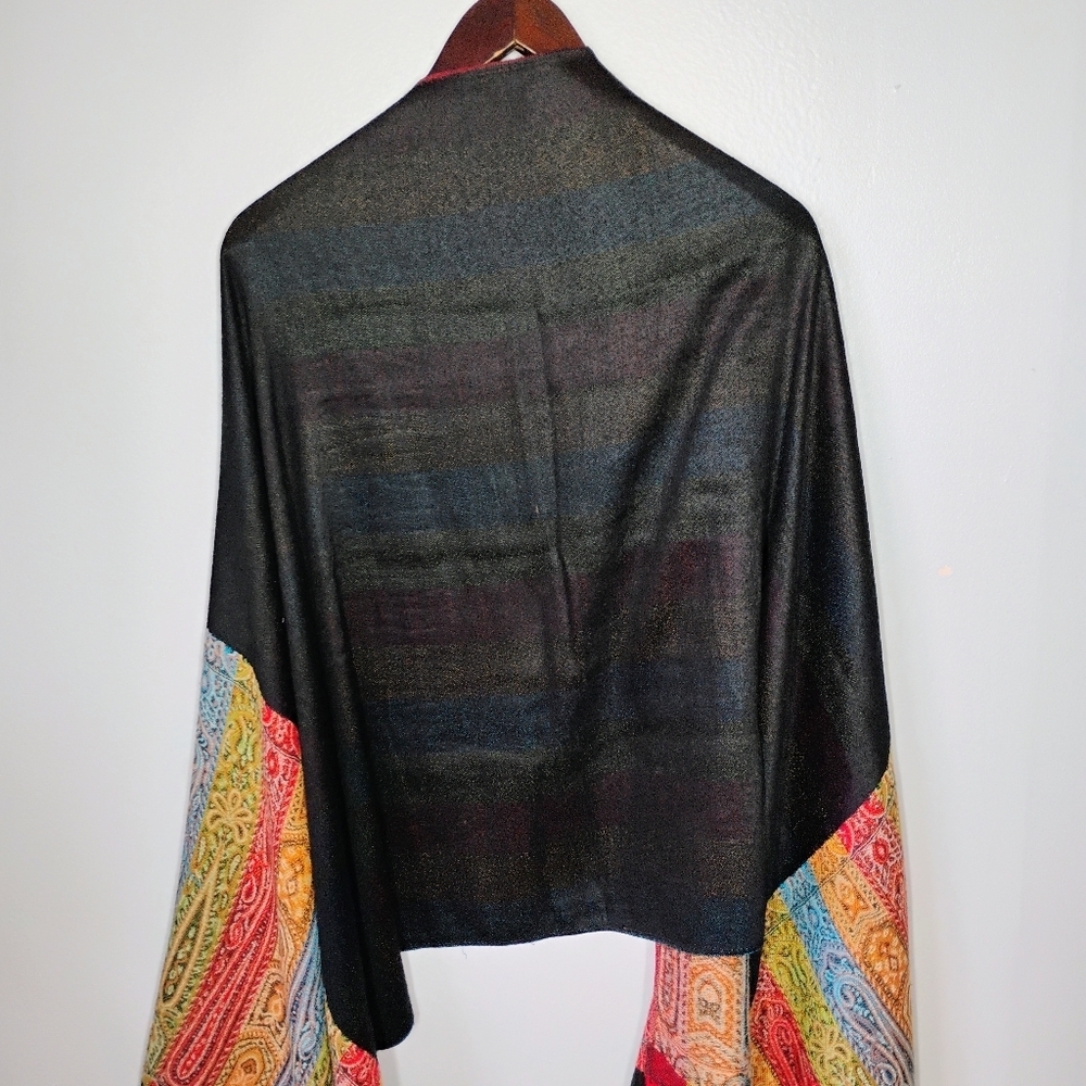 Pashmina Style Boho Paisley Rainbow Stripe Fringe Scarf Shawl Cover Up One Size‎ - Picture 9 of 13